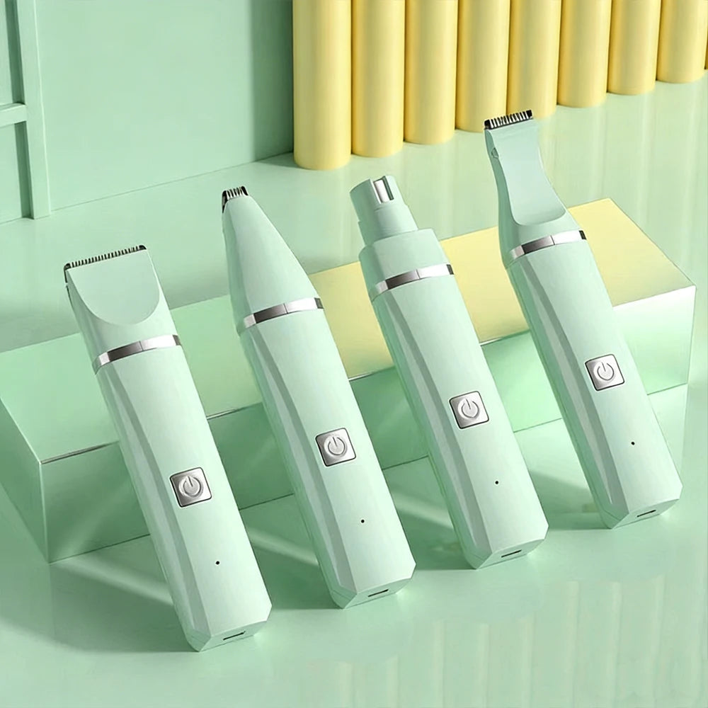 4-In-1 Pet Grooming Care Set 4 Different Blades Dog Trimmer Low Noise Pet Clippers Rechargeable Cordless Safe Pet Hair Shaver