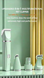 4-In-1 Pet Grooming Care Set 4 Different Blades Dog Trimmer Low Noise Pet Clippers Rechargeable Cordless Safe Pet Hair Shaver