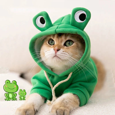 Autumn Winter Pet Cat Sweatshirt Warm Fleece Cosplay Animal Hoodies Overalls for Small Dogs Funny York Halloween Kitten Clothing