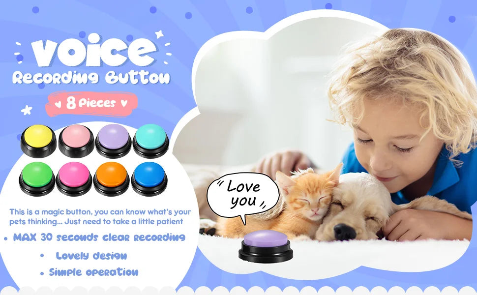 4/8/11PCS Dog Squeak Toys Voice Recording Button Dog Buttons For Communication Dog Toys Buzzer 30 Second Funny Dog Accessories