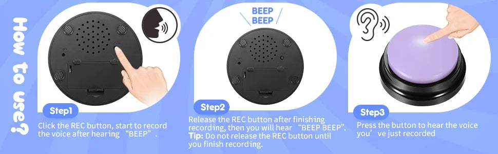 4/8/11PCS Dog Squeak Toys Voice Recording Button Dog Buttons For Communication Dog Toys Buzzer 30 Second Funny Dog Accessories