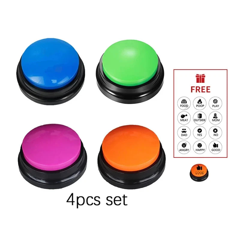 4/8/11PCS Dog Squeak Toys Voice Recording Button Dog Buttons For Communication Dog Toys Buzzer 30 Second Funny Dog Accessories