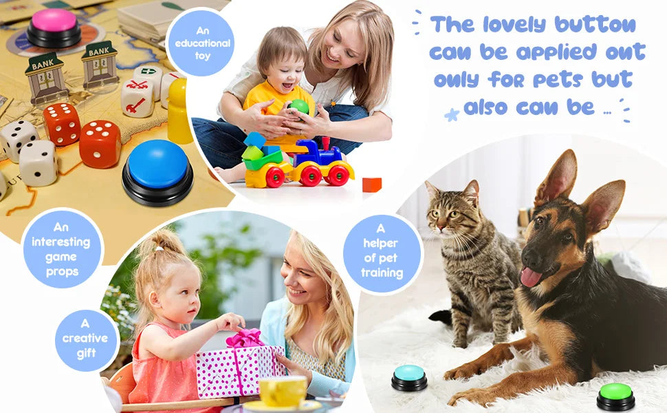 4/8/11PCS Dog Squeak Toys Voice Recording Button Dog Buttons For Communication Dog Toys Buzzer 30 Second Funny Dog Accessories