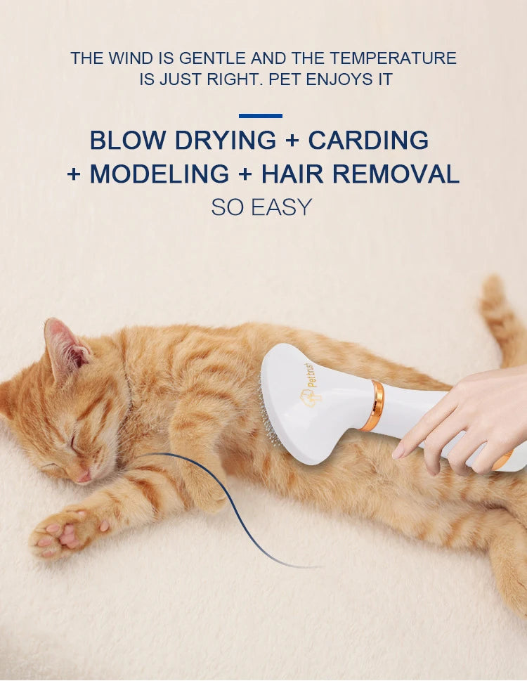 Multi-functional Dog Grooming Hair Comb Dryer 2-In-1 Electric Fur Blower Cleaning Brusher 3 Gears Adjustable Pet Product EU Plug