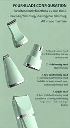 4-In-1 Pet Grooming Care Set 4 Different Blades Dog Trimmer Low Noise Pet Clippers Rechargeable Cordless Safe Pet Hair Shaver