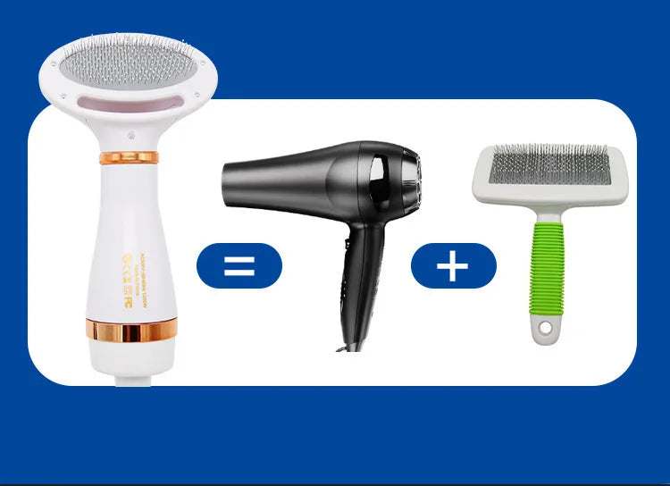 Multi-functional Dog Grooming Hair Comb Dryer 2-In-1 Electric Fur Blower Cleaning Brusher 3 Gears Adjustable Pet Product EU Plug