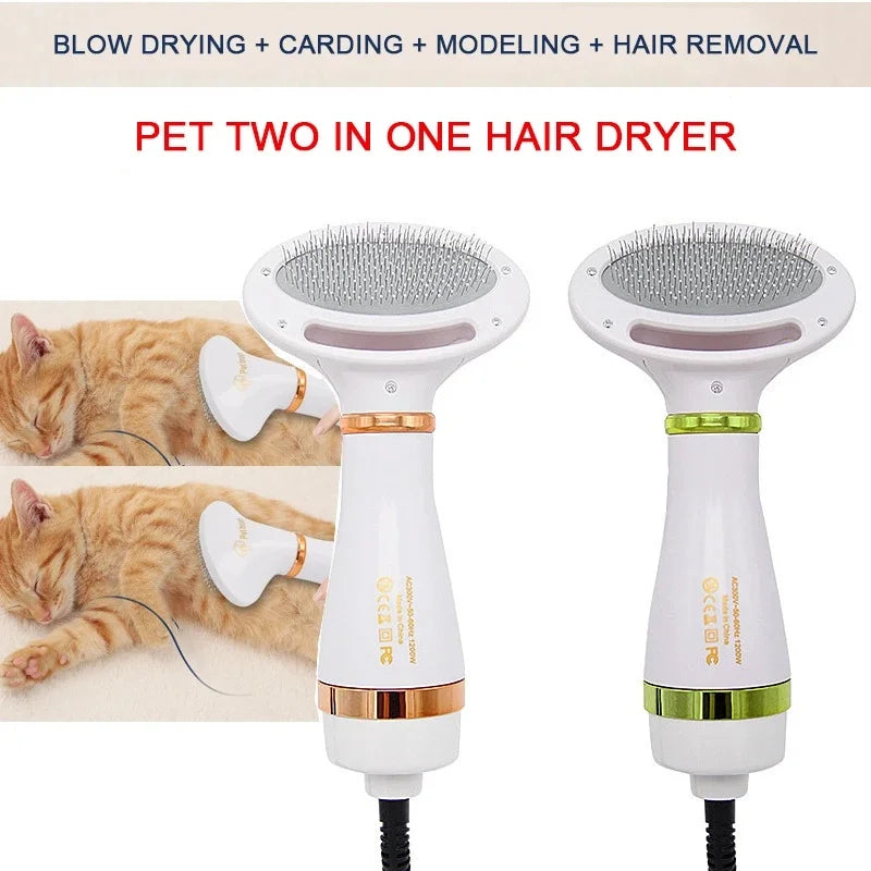 Multi-functional Dog Grooming Hair Comb Dryer 2-In-1 Electric Fur Blower Cleaning Brusher 3 Gears Adjustable Pet Product EU Plug