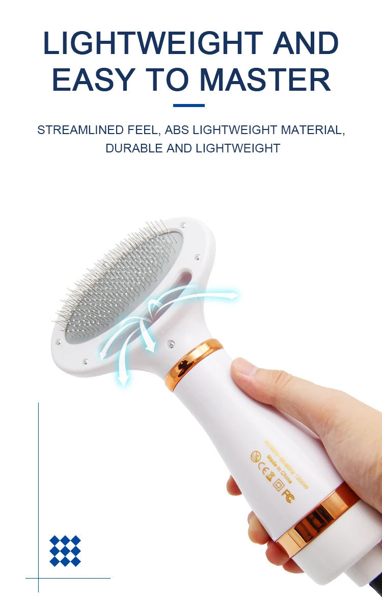 Multi-functional Dog Grooming Hair Comb Dryer 2-In-1 Electric Fur Blower Cleaning Brusher 3 Gears Adjustable Pet Product EU Plug