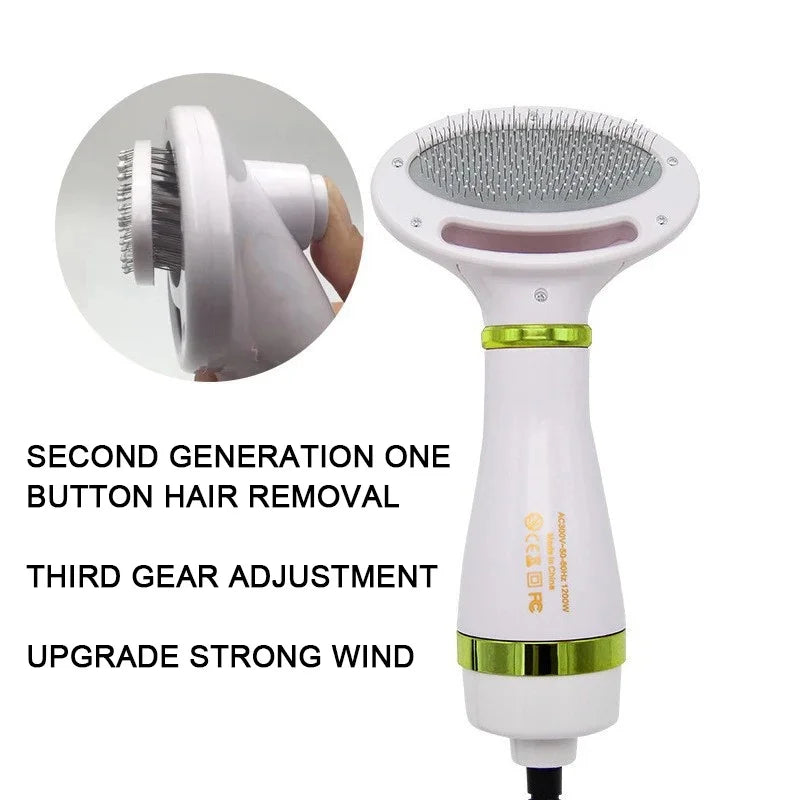 Multi-functional Dog Grooming Hair Comb Dryer 2-In-1 Electric Fur Blower Cleaning Brusher 3 Gears Adjustable Pet Product EU Plug