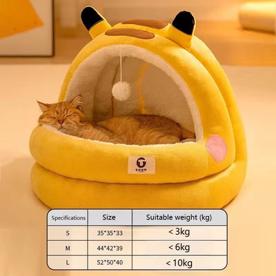 New Cute Mongolian Yurt Pet Nest Home Pet Supplies Semi Closed Panda Nest Fun Cat Playful Autumn and Winter Warm Dog Nest